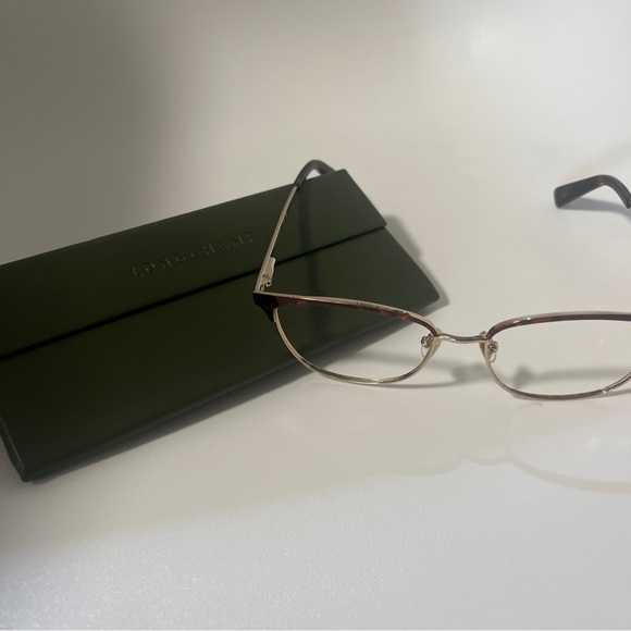 LONGCHAMP LO2103 214 Black Gold Womens Semi Cat Eye Eyeglasses 53-16-135 FRAME - Picture 1 of 12